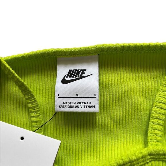 🆕 Nike Women's Lime Green Sportswear Essential Ribbed Cropped Tank Top | Large - Picture 5 of 6